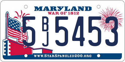 MD license plate 5BJ5453