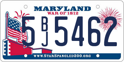 MD license plate 5BJ5462
