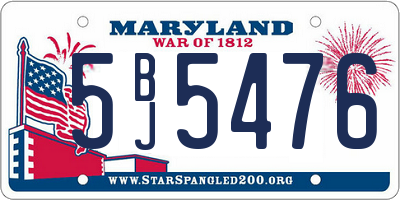MD license plate 5BJ5476
