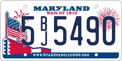 MD license plate 5BJ5490