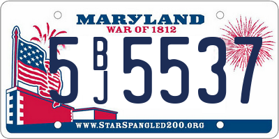 MD license plate 5BJ5537