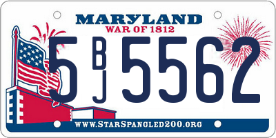 MD license plate 5BJ5562