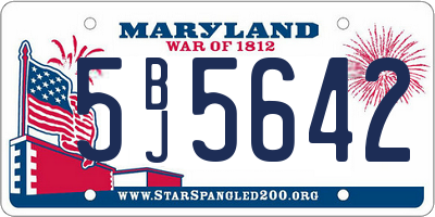MD license plate 5BJ5642