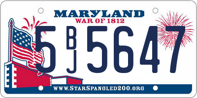 MD license plate 5BJ5647