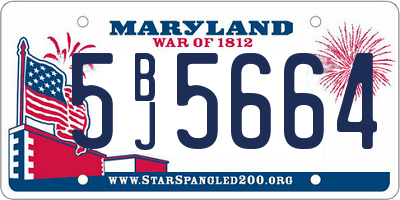 MD license plate 5BJ5664
