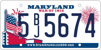 MD license plate 5BJ5674