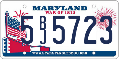 MD license plate 5BJ5723