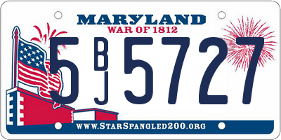 MD license plate 5BJ5727