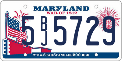 MD license plate 5BJ5729