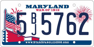 MD license plate 5BJ5762