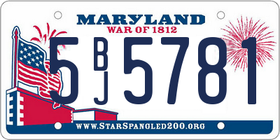 MD license plate 5BJ5781