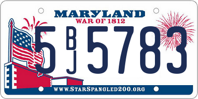 MD license plate 5BJ5783
