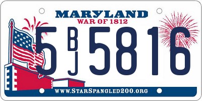 MD license plate 5BJ5816