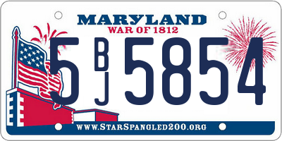 MD license plate 5BJ5854
