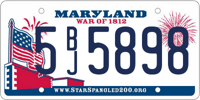 MD license plate 5BJ5898