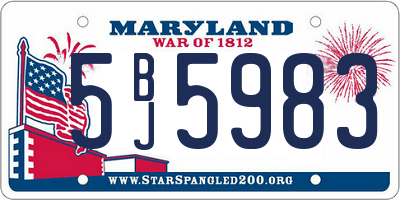 MD license plate 5BJ5983