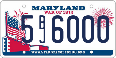 MD license plate 5BJ6000