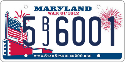 MD license plate 5BJ6001