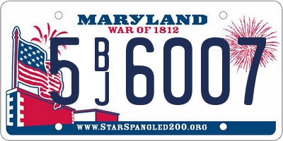 MD license plate 5BJ6007