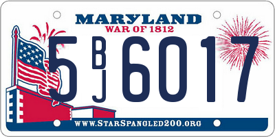 MD license plate 5BJ6017