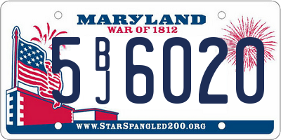 MD license plate 5BJ6020