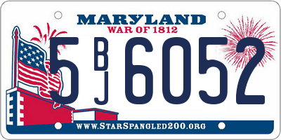 MD license plate 5BJ6052