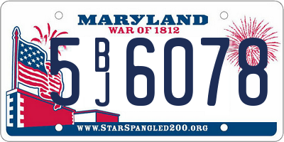 MD license plate 5BJ6078