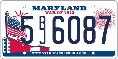 MD license plate 5BJ6087