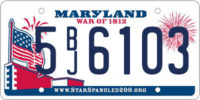 MD license plate 5BJ6103