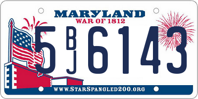 MD license plate 5BJ6143