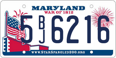 MD license plate 5BJ6216