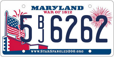 MD license plate 5BJ6262