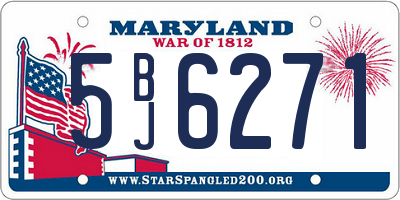 MD license plate 5BJ6271