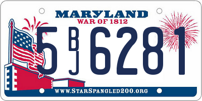MD license plate 5BJ6281
