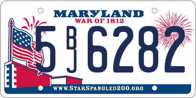 MD license plate 5BJ6282