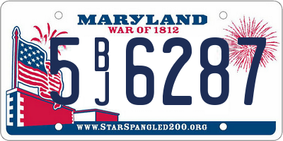 MD license plate 5BJ6287