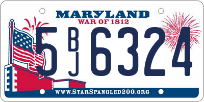 MD license plate 5BJ6324