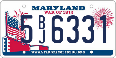 MD license plate 5BJ6331