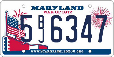 MD license plate 5BJ6347