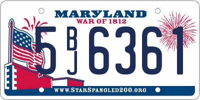 MD license plate 5BJ6361
