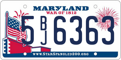 MD license plate 5BJ6363