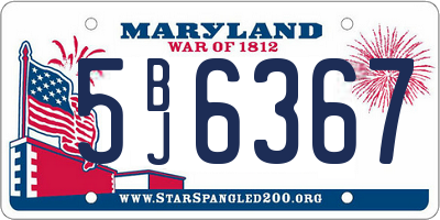 MD license plate 5BJ6367