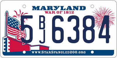 MD license plate 5BJ6384
