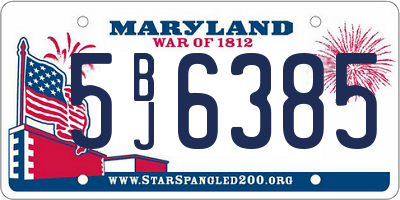 MD license plate 5BJ6385