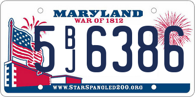 MD license plate 5BJ6386