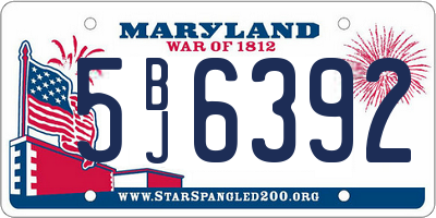 MD license plate 5BJ6392