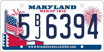 MD license plate 5BJ6394