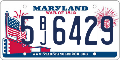 MD license plate 5BJ6429