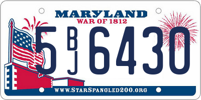 MD license plate 5BJ6430