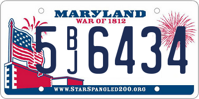MD license plate 5BJ6434